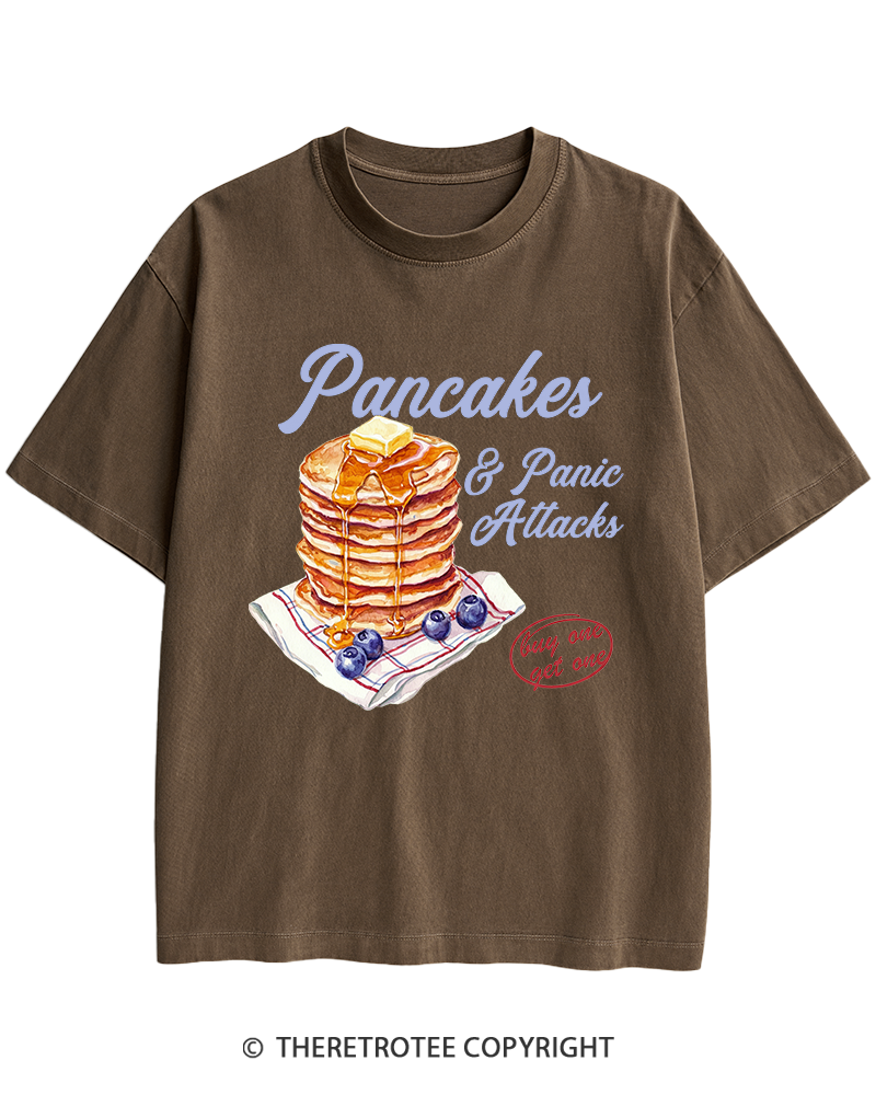 TheRetroTee Pancakes & Panic Attacks 1960s Heavy Cotton T-Shirt