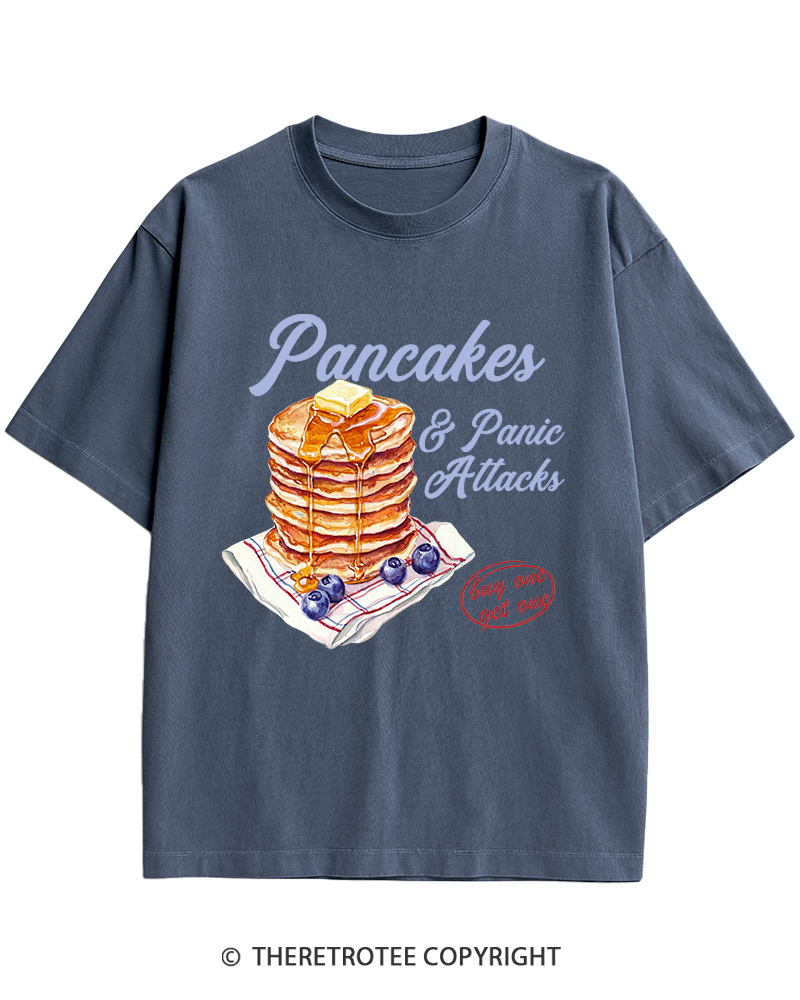 TheRetroTee Pancakes & Panic Attacks 1960s Heavy Cotton T-Shirt