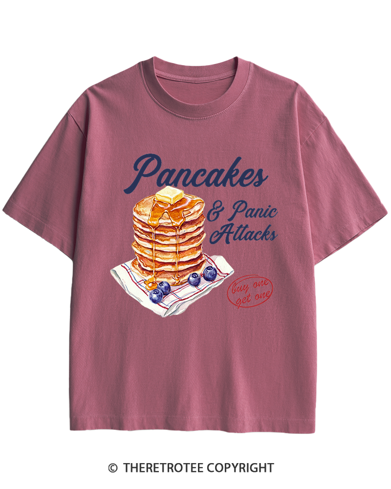 TheRetroTee Pancakes & Panic Attacks 1960s Heavy Cotton T-Shirt