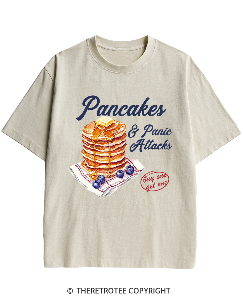 TheRetroTee Pancakes & Panic Attacks 1960s Heavy Cotton T-Shirt