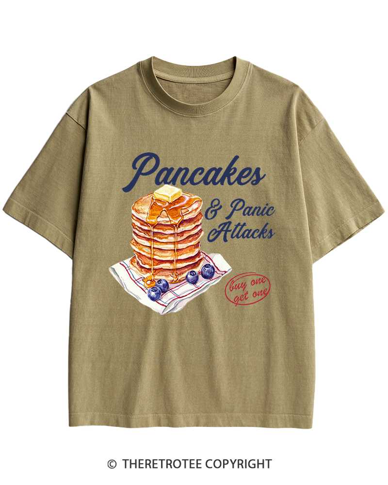 TheRetroTee Pancakes & Panic Attacks 1960s Heavy Cotton T-Shirt