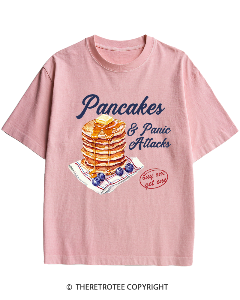 TheRetroTee Pancakes & Panic Attacks 1960s Heavy Cotton T-Shirt