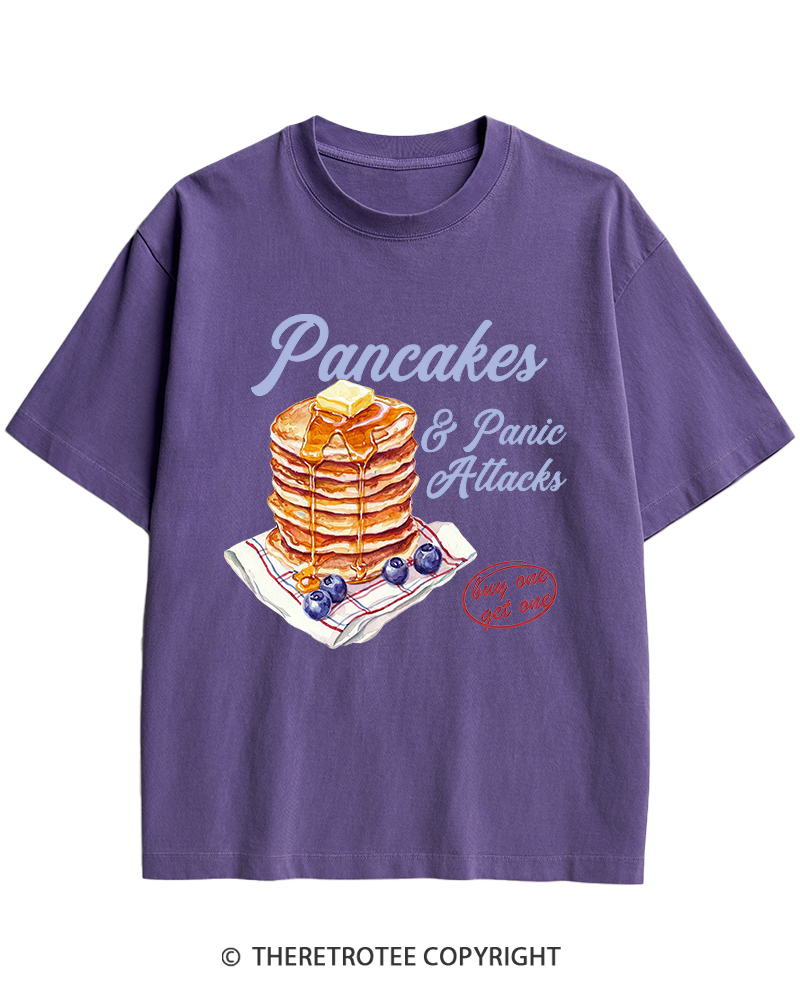 TheRetroTee Pancakes & Panic Attacks 1960s Heavy Cotton T-Shirt