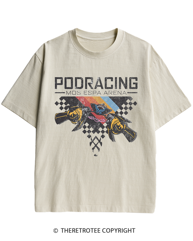 TheRetroTee Desert Speed Racing 1980s Heavy Cotton T-Shirt