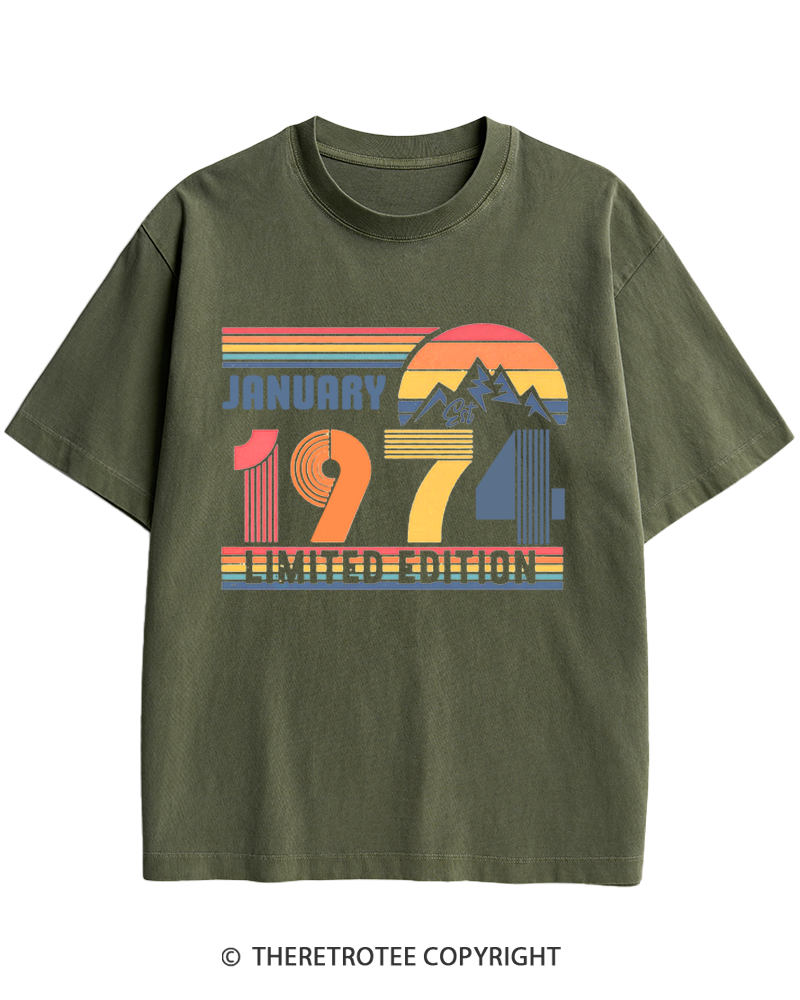 TheRetroTee Birthday Year Number 1970s Heavy Cotton T-Shirt