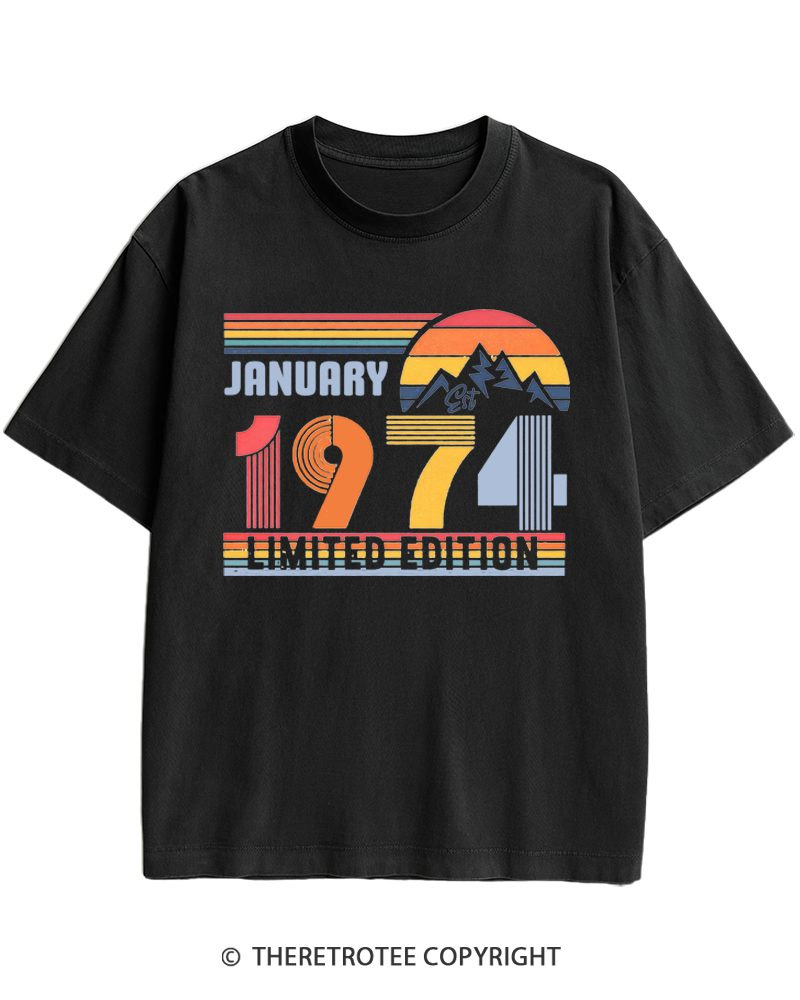 TheRetroTee Birthday Year Number 1970s Heavy Cotton T-Shirt
