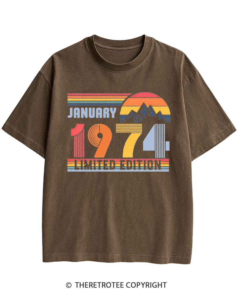 TheRetroTee Birthday Year Number 1970s Heavy Cotton T-Shirt
