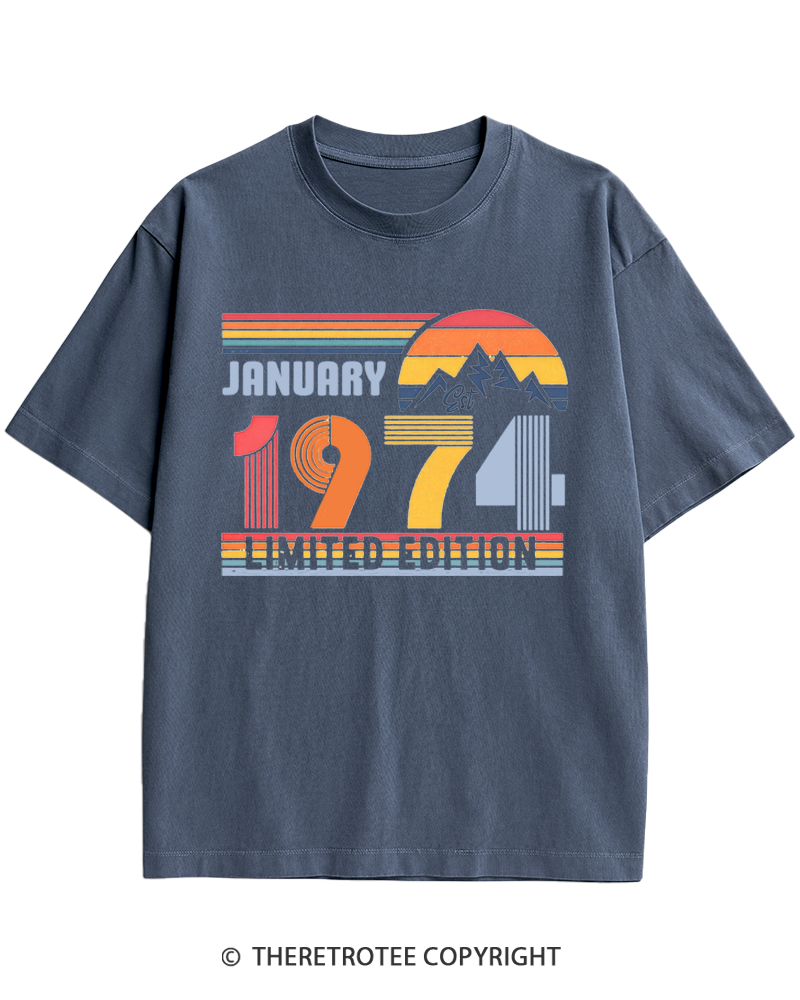 TheRetroTee Birthday Year Number 1970s Heavy Cotton T-Shirt