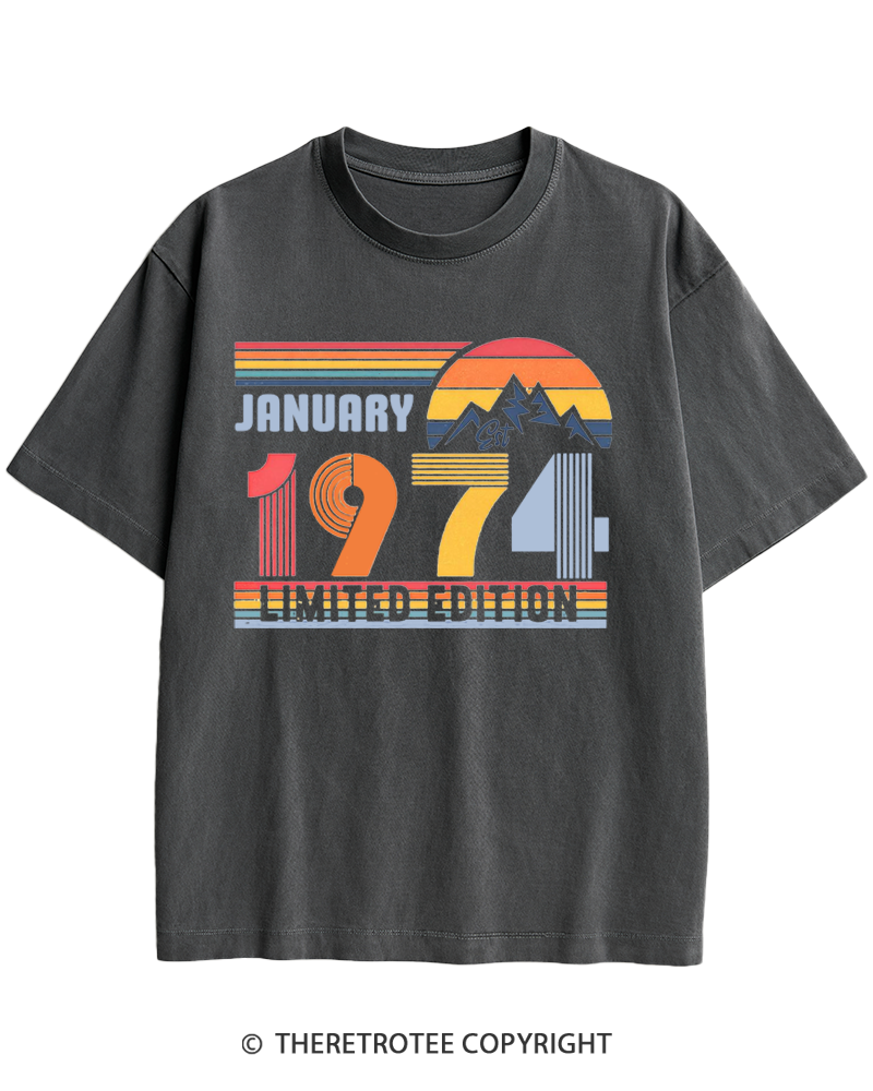 TheRetroTee Birthday Year Number 1970s Heavy Cotton T-Shirt
