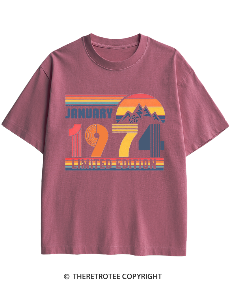 TheRetroTee Birthday Year Number 1970s Heavy Cotton T-Shirt