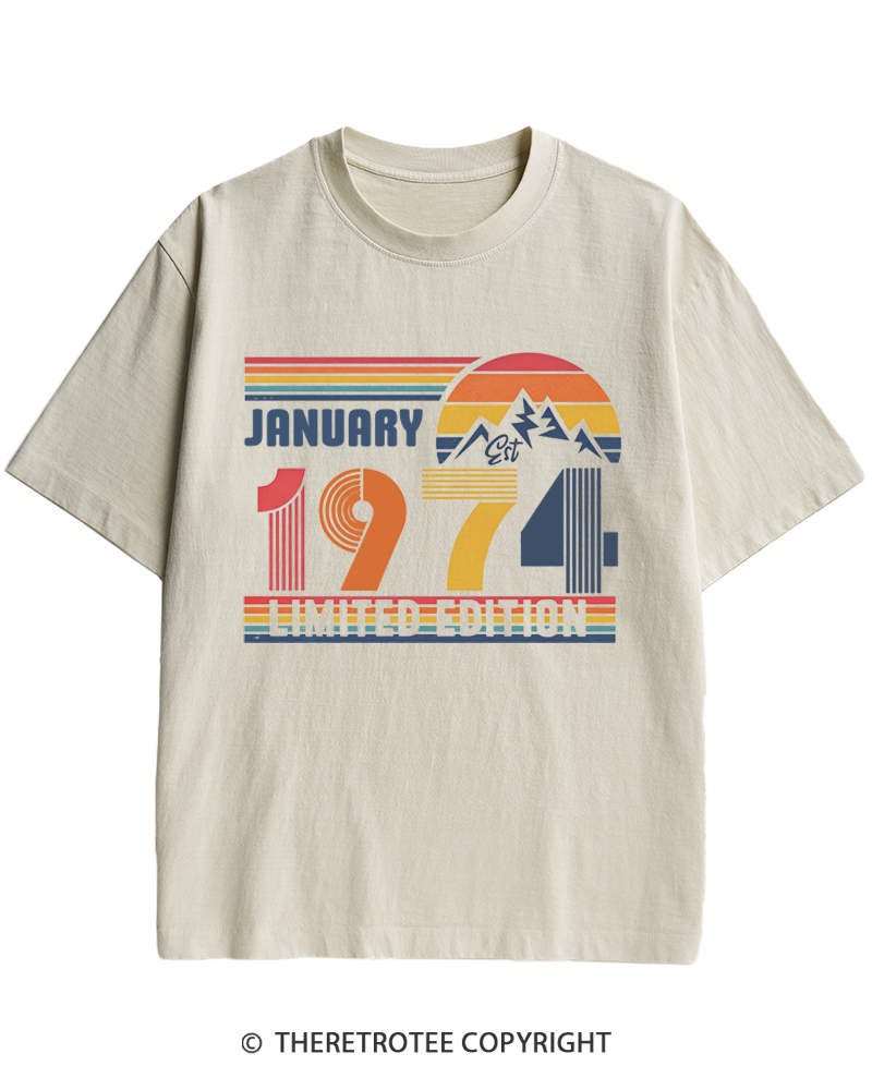 TheRetroTee Birthday Year Number 1970s Heavy Cotton T-Shirt
