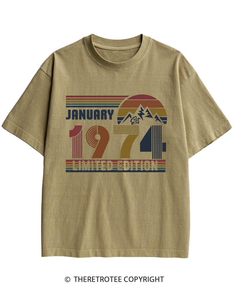 TheRetroTee Birthday Year Number 1970s Heavy Cotton T-Shirt