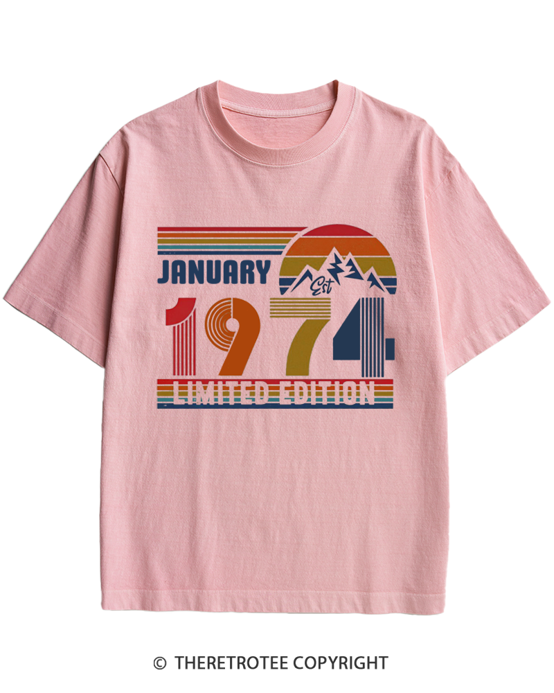 TheRetroTee Birthday Year Number 1970s Heavy Cotton T-Shirt
