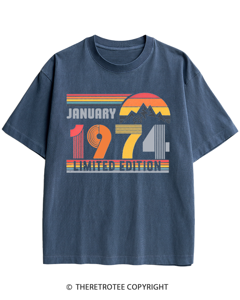 TheRetroTee Birthday Year Number 1970s Heavy Cotton T-Shirt