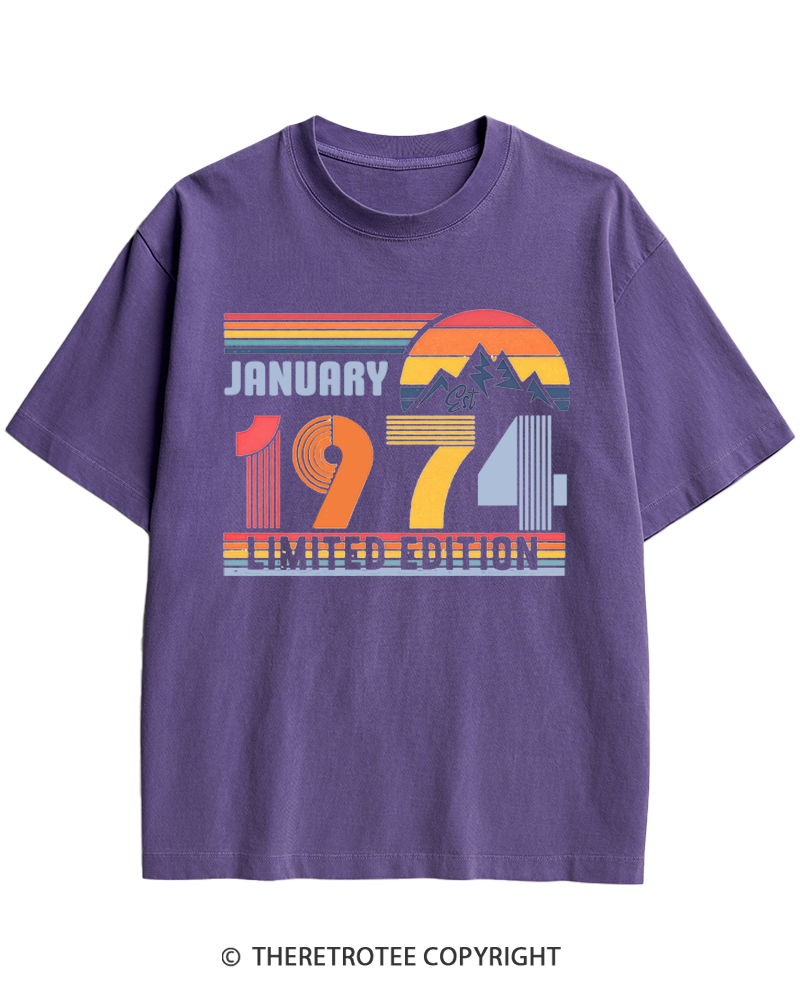 TheRetroTee Birthday Year Number 1970s Heavy Cotton T-Shirt