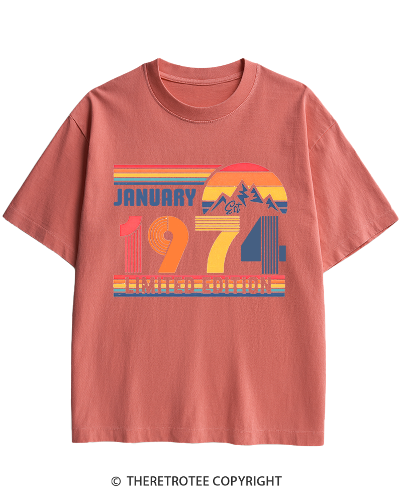 TheRetroTee Birthday Year Number 1970s Heavy Cotton T-Shirt
