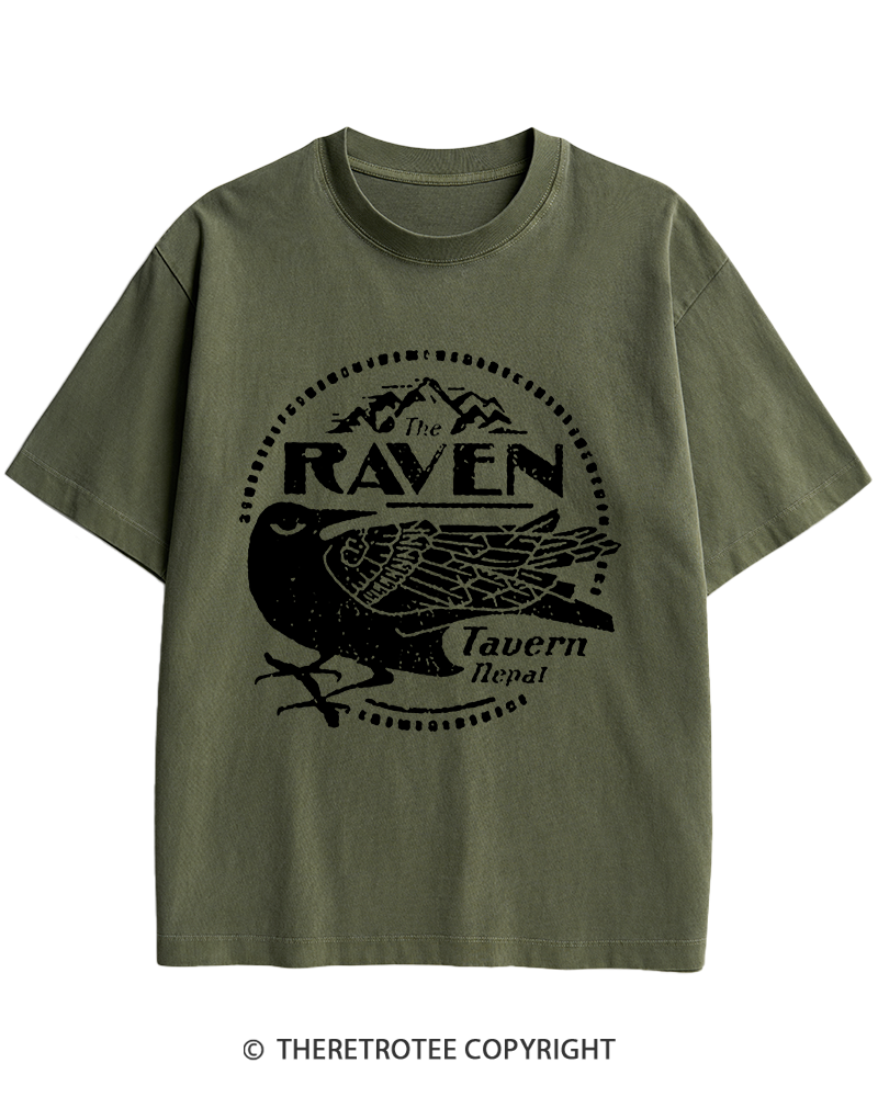 TheRetroTee Raven Tavern 1980s Heavy Cotton T-Shirt
