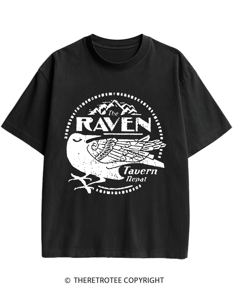 TheRetroTee Raven Tavern 1980s Heavy Cotton T-Shirt