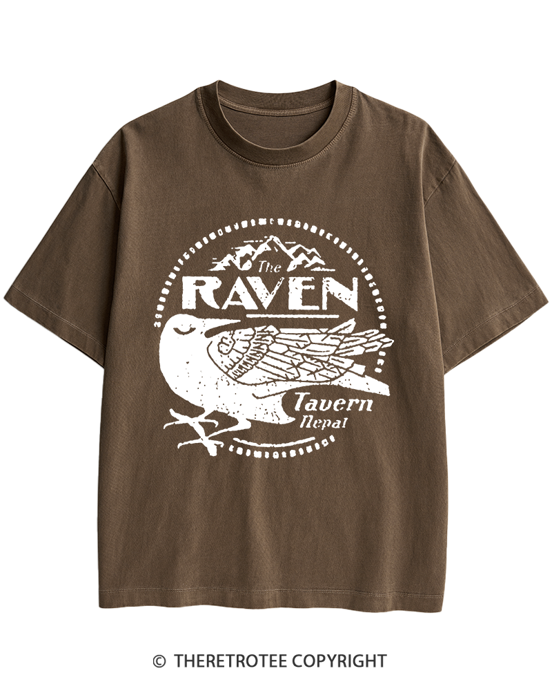 TheRetroTee Raven Tavern 1980s Heavy Cotton T-Shirt