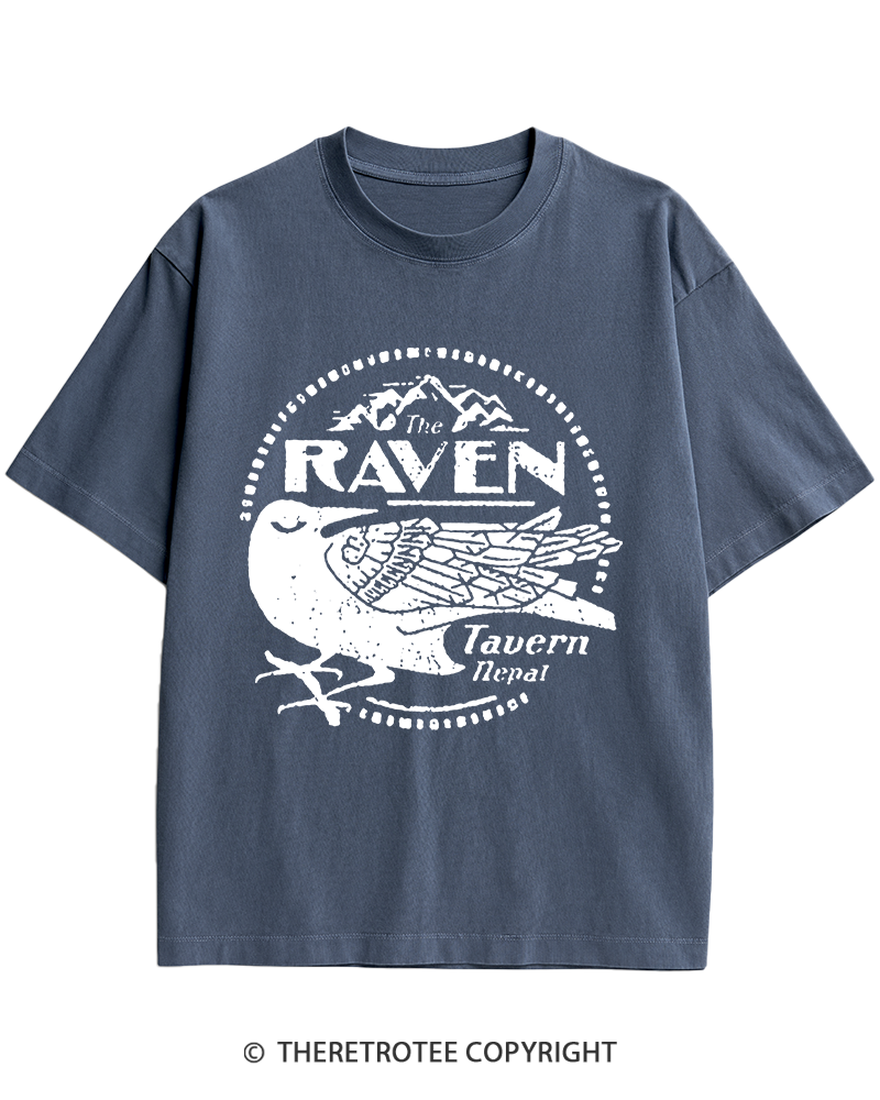 TheRetroTee Raven Tavern 1980s Heavy Cotton T-Shirt