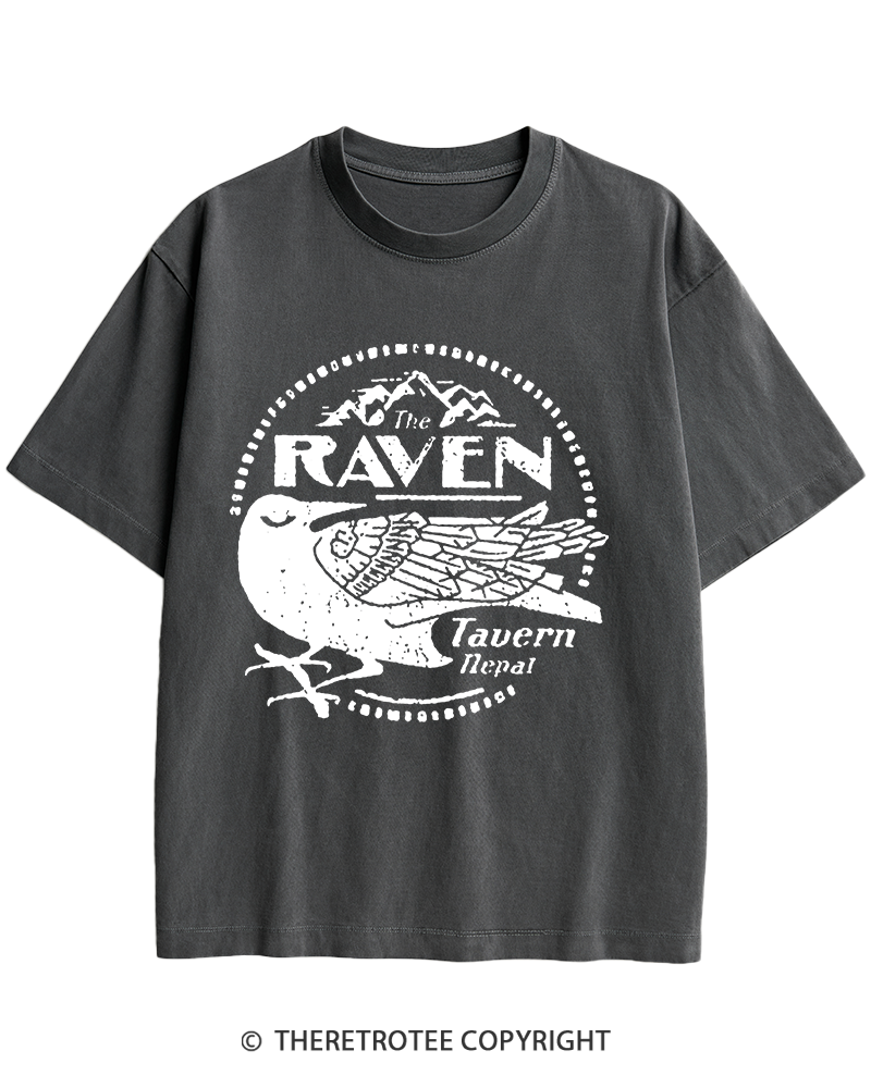 TheRetroTee Raven Tavern 1980s Heavy Cotton T-Shirt