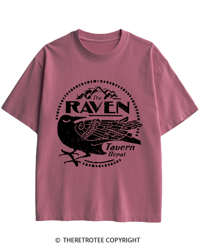 TheRetroTee Raven Tavern 1980s Heavy Cotton T-Shirt