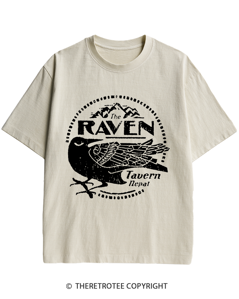 TheRetroTee Raven Tavern 1980s Heavy Cotton T-Shirt