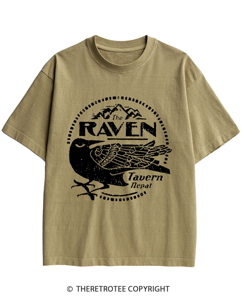 TheRetroTee Raven Tavern 1980s Heavy Cotton T-Shirt