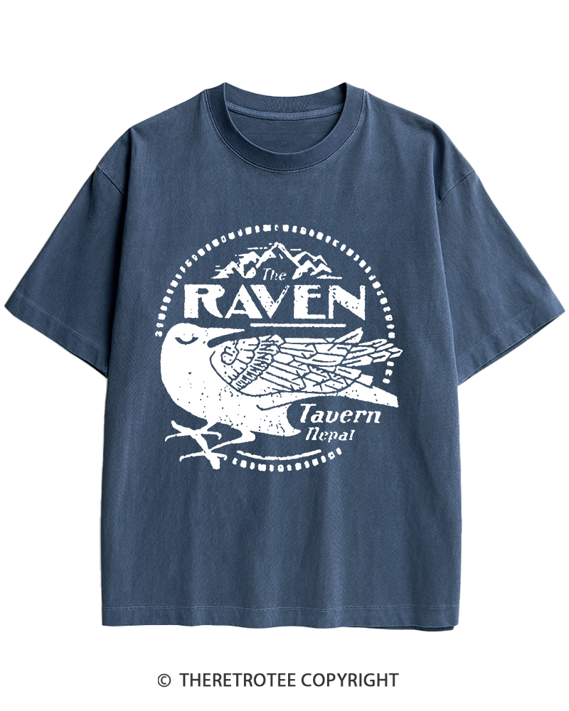TheRetroTee Raven Tavern 1980s Heavy Cotton T-Shirt
