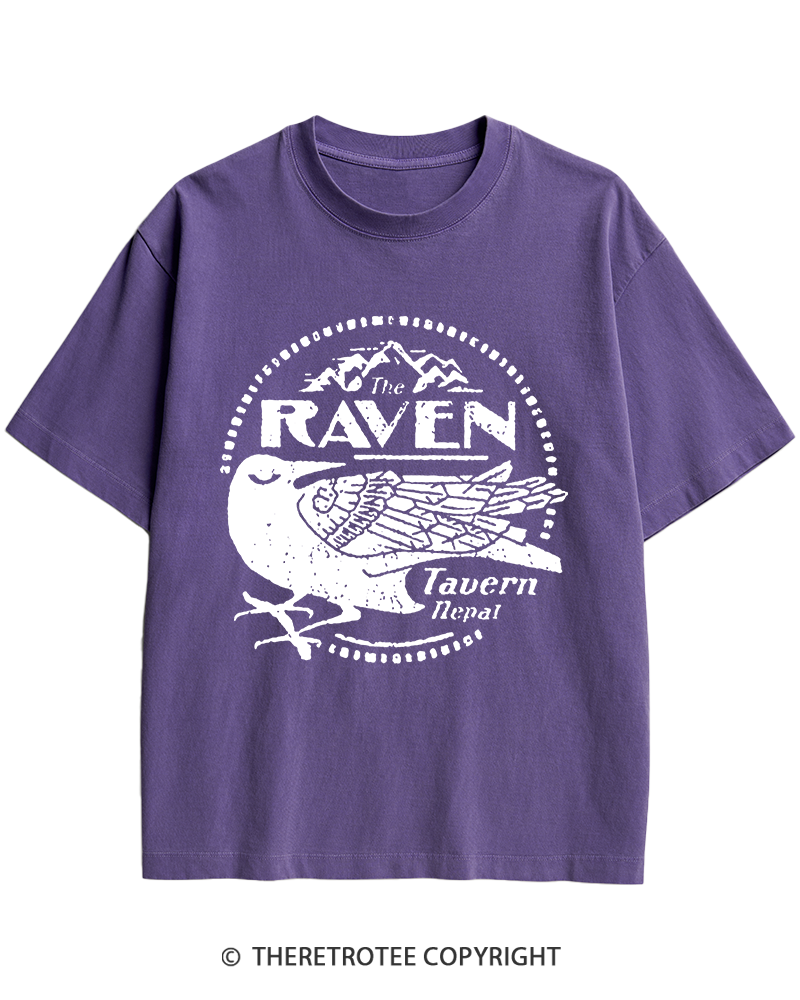 TheRetroTee Raven Tavern 1980s Heavy Cotton T-Shirt