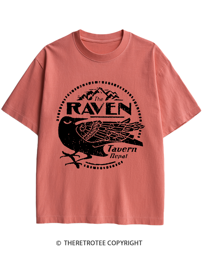 TheRetroTee Raven Tavern 1980s Heavy Cotton T-Shirt