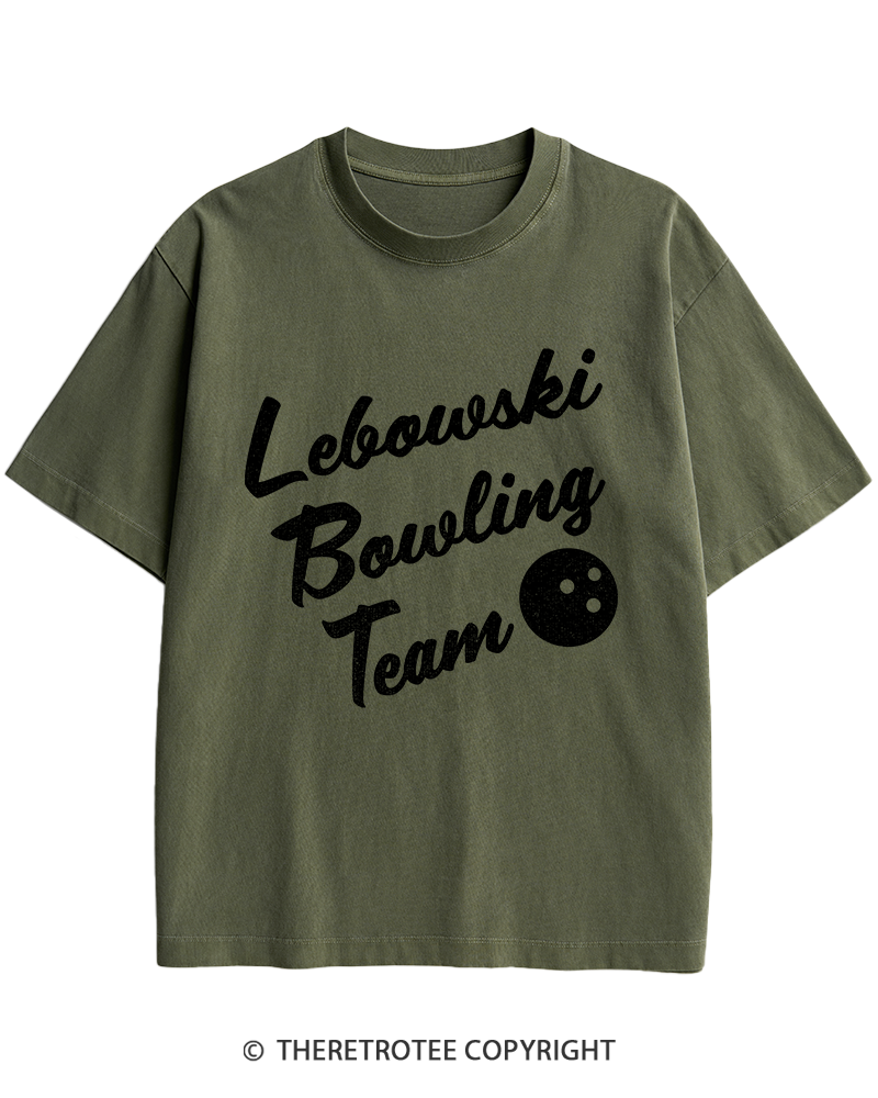 TheRetroTee Lebowski Bowling Team 1990s Heavy Cotton T-Shirt