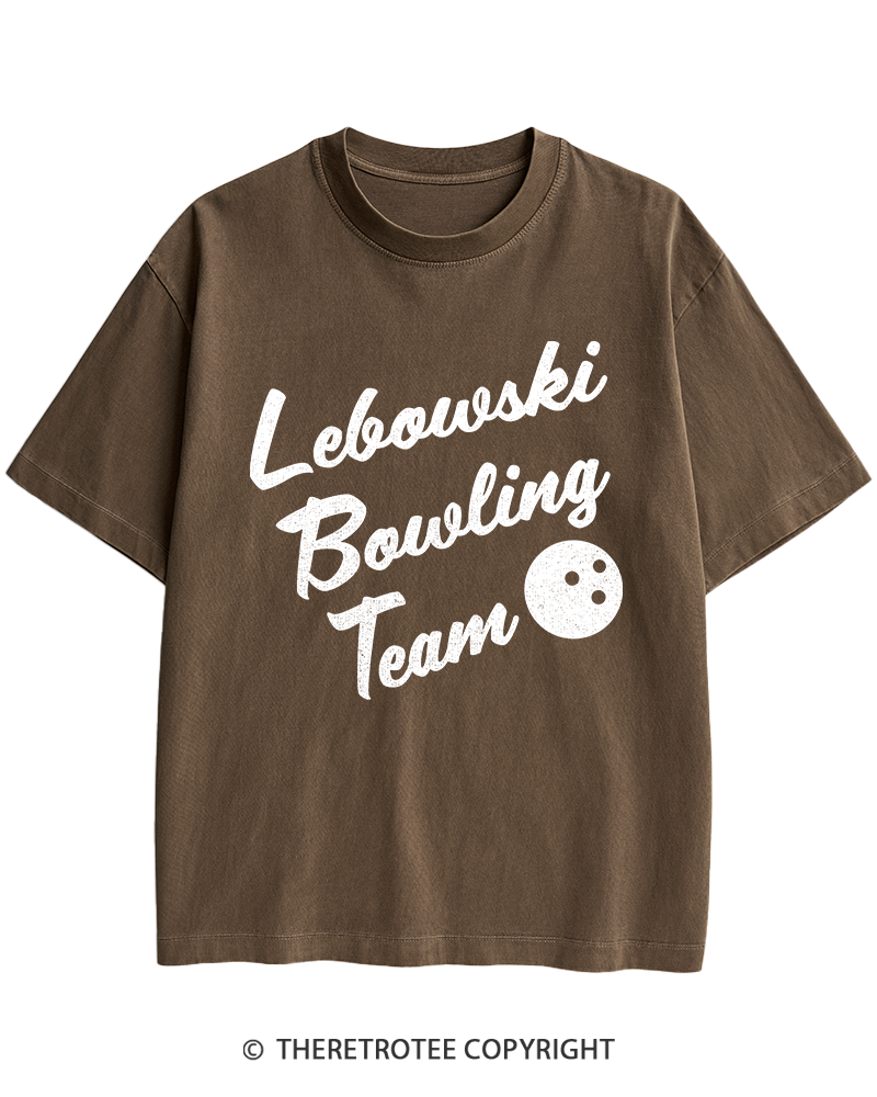 TheRetroTee Lebowski Bowling Team 1990s Heavy Cotton T-Shirt