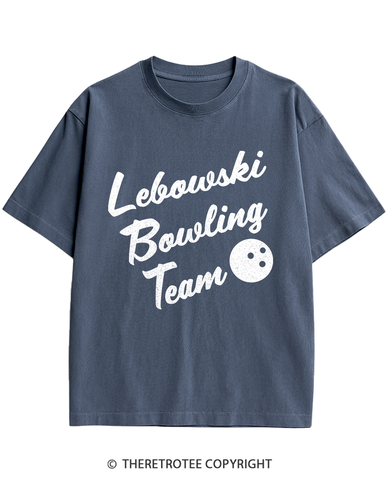 TheRetroTee Lebowski Bowling Team 1990s Heavy Cotton T-Shirt