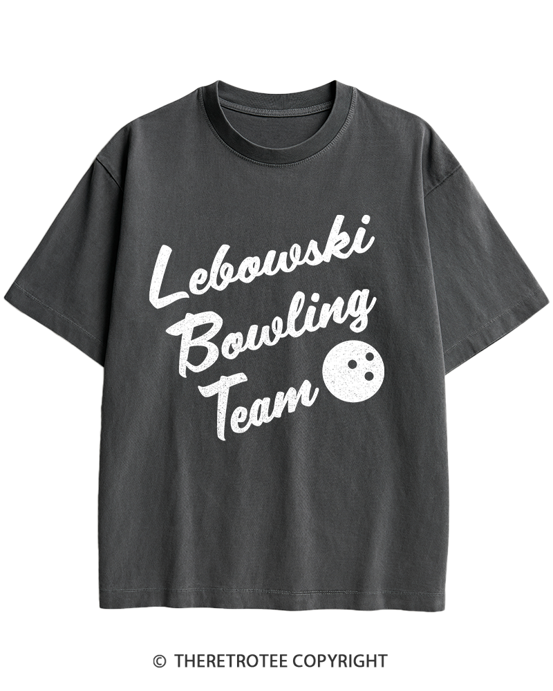 TheRetroTee Lebowski Bowling Team 1990s Heavy Cotton T-Shirt