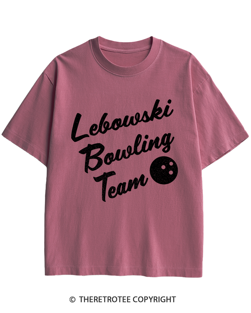 TheRetroTee Lebowski Bowling Team 1990s Heavy Cotton T-Shirt