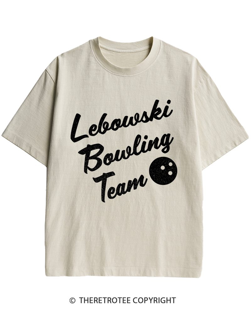 TheRetroTee Lebowski Bowling Team 1990s Heavy Cotton T-Shirt