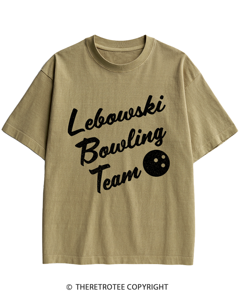 TheRetroTee Lebowski Bowling Team 1990s Heavy Cotton T-Shirt