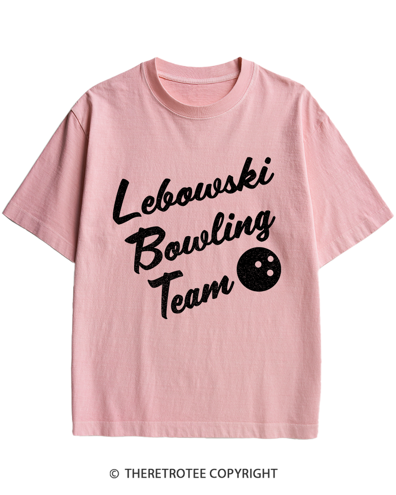 TheRetroTee Lebowski Bowling Team 1990s Heavy Cotton T-Shirt