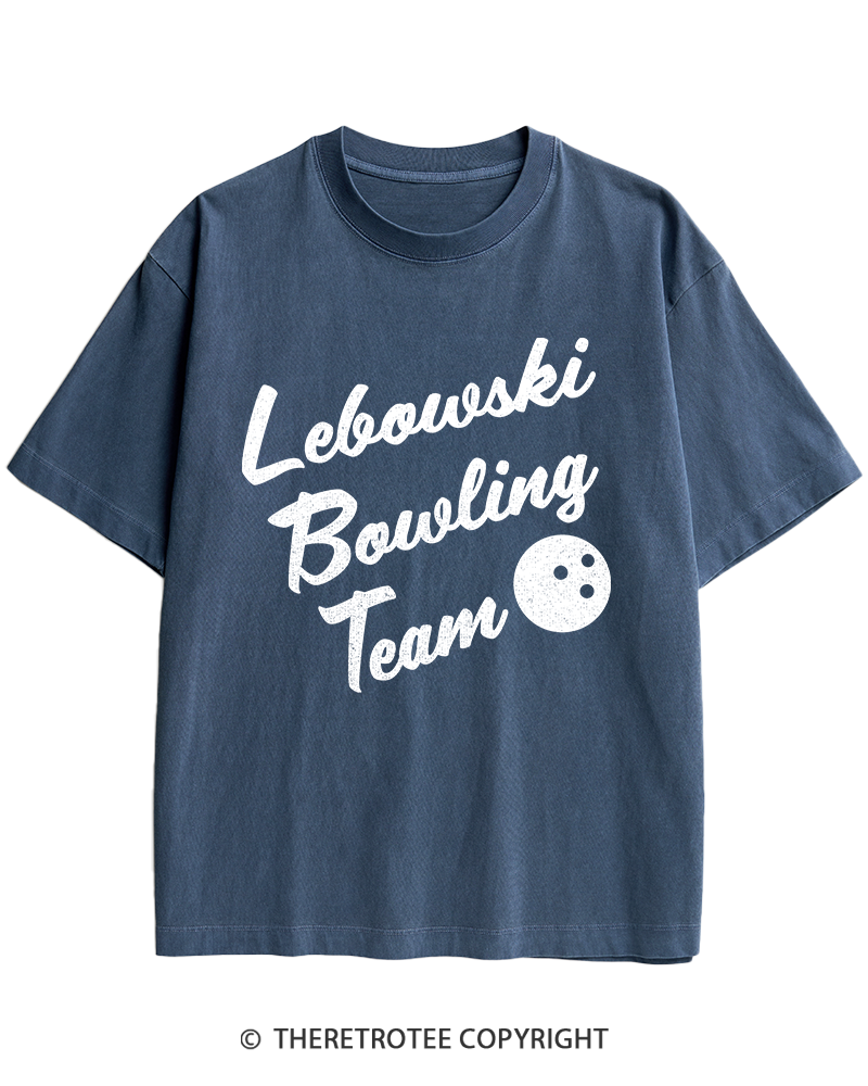 TheRetroTee Lebowski Bowling Team 1990s Heavy Cotton T-Shirt