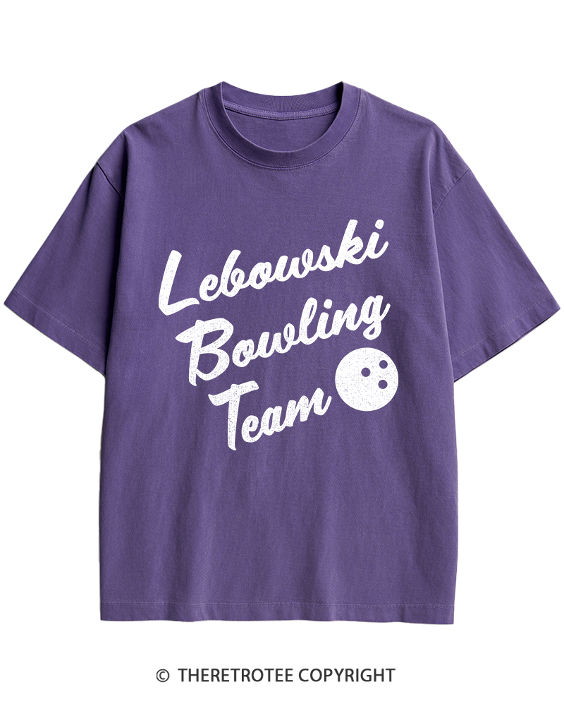 TheRetroTee Lebowski Bowling Team 1990s Heavy Cotton T-Shirt