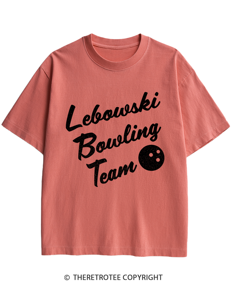 TheRetroTee Lebowski Bowling Team 1990s Heavy Cotton T-Shirt