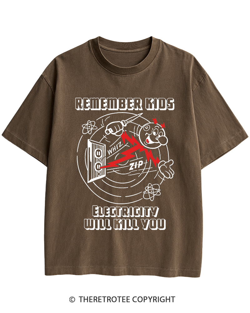 TheRetroTee Electricity Will Kill You 1960s Heavy Cotton T-Shirt
