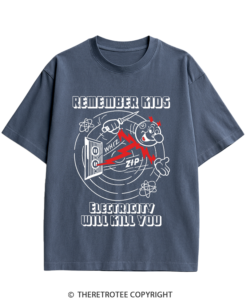 TheRetroTee Electricity Will Kill You 1960s Heavy Cotton T-Shirt