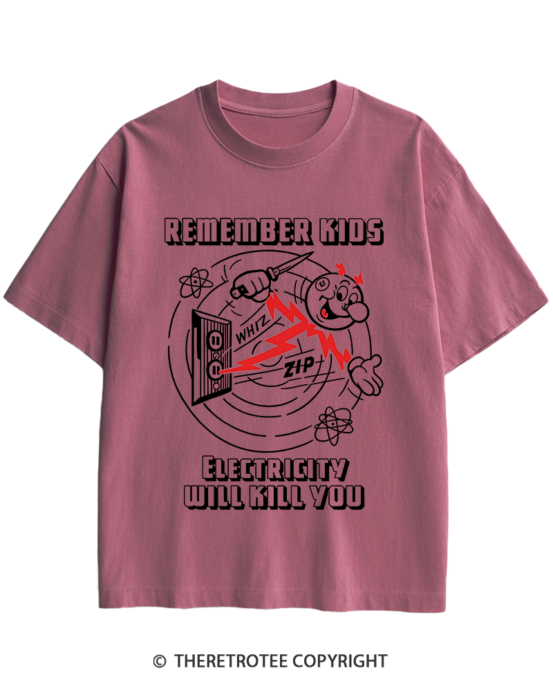 TheRetroTee Electricity Will Kill You 1960s Heavy Cotton T-Shirt