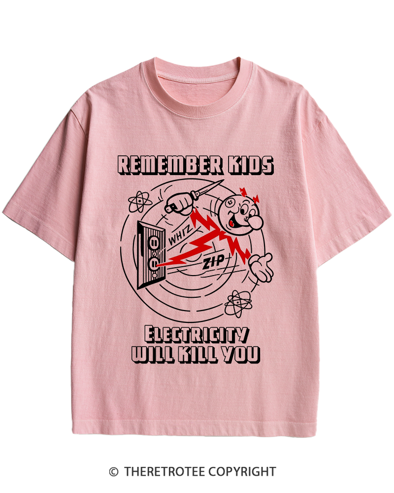 TheRetroTee Electricity Will Kill You 1960s Heavy Cotton T-Shirt