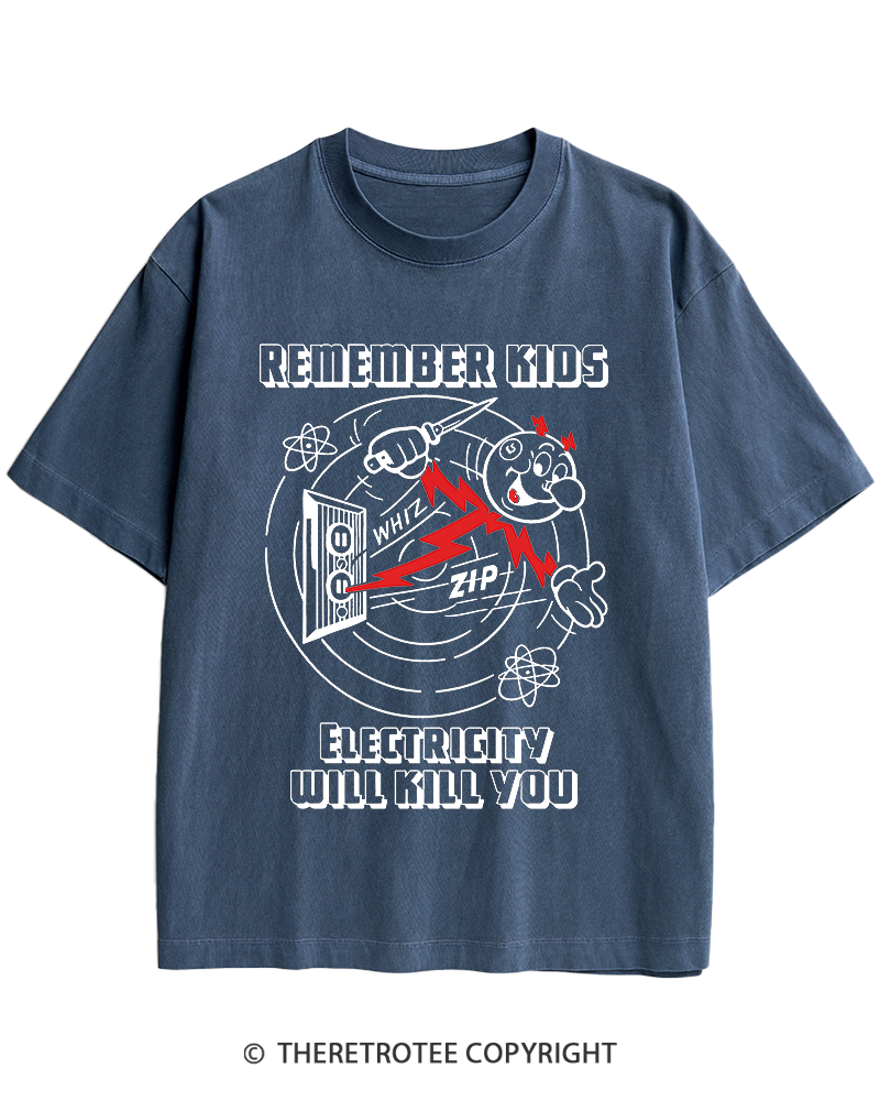 TheRetroTee Electricity Will Kill You 1960s Heavy Cotton T-Shirt