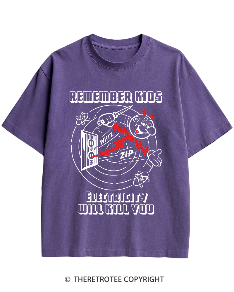 TheRetroTee Electricity Will Kill You 1960s Heavy Cotton T-Shirt