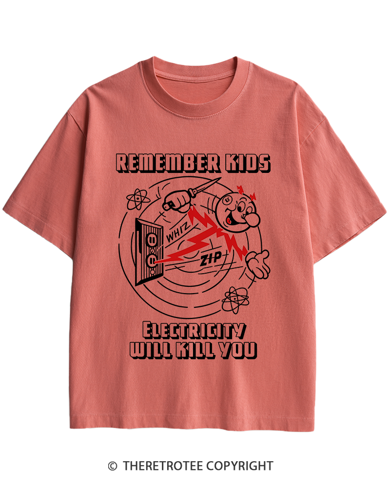 TheRetroTee Electricity Will Kill You 1960s Heavy Cotton T-Shirt