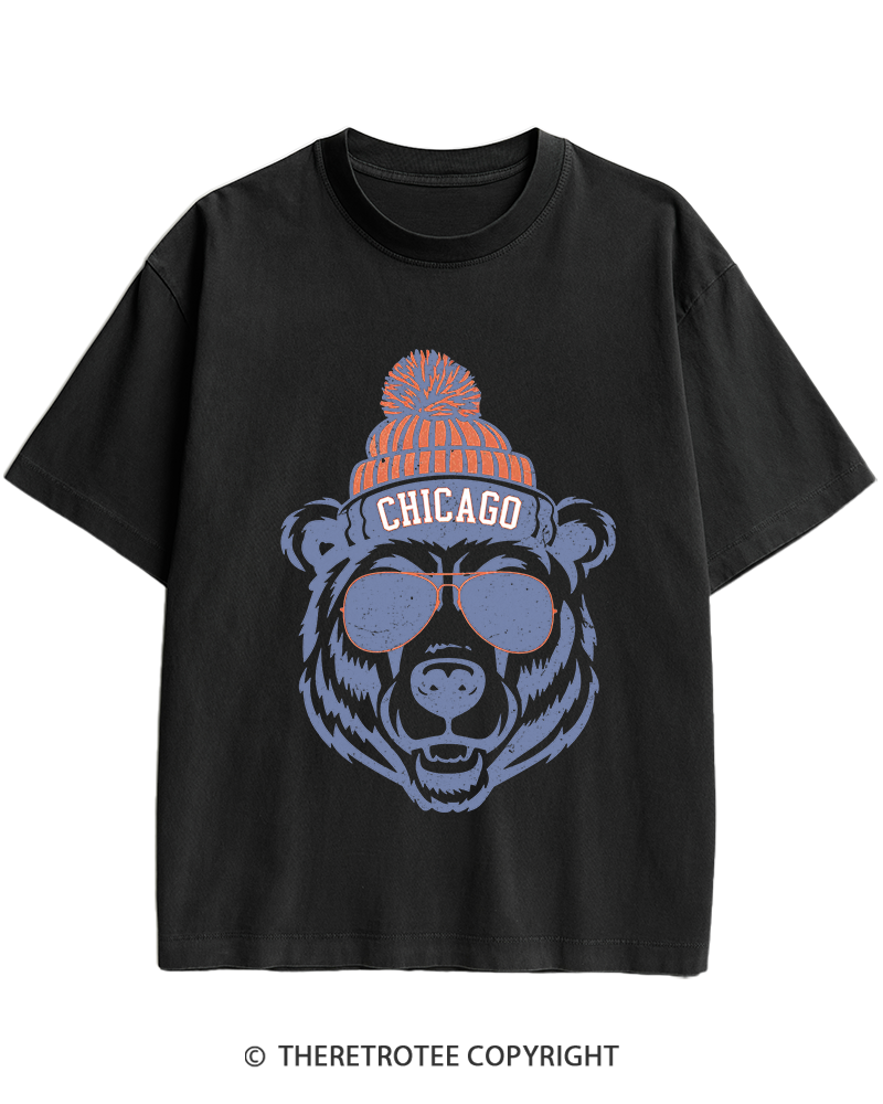 TheRetroTee Trendy Chicago Football Fan Heavy Cotton T-Shirt